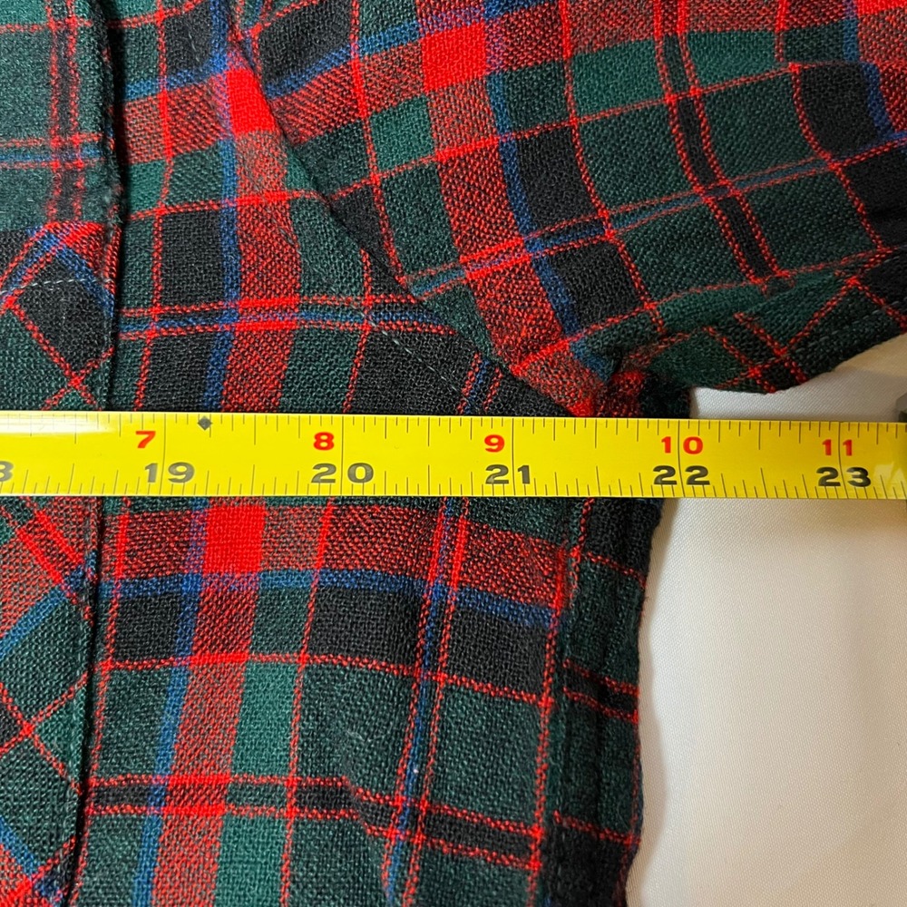 VTG Pendleton Mens M Wool Plaid Boardshirt Elbow Patches 1960s Red Green Black - Picture 5 of 11